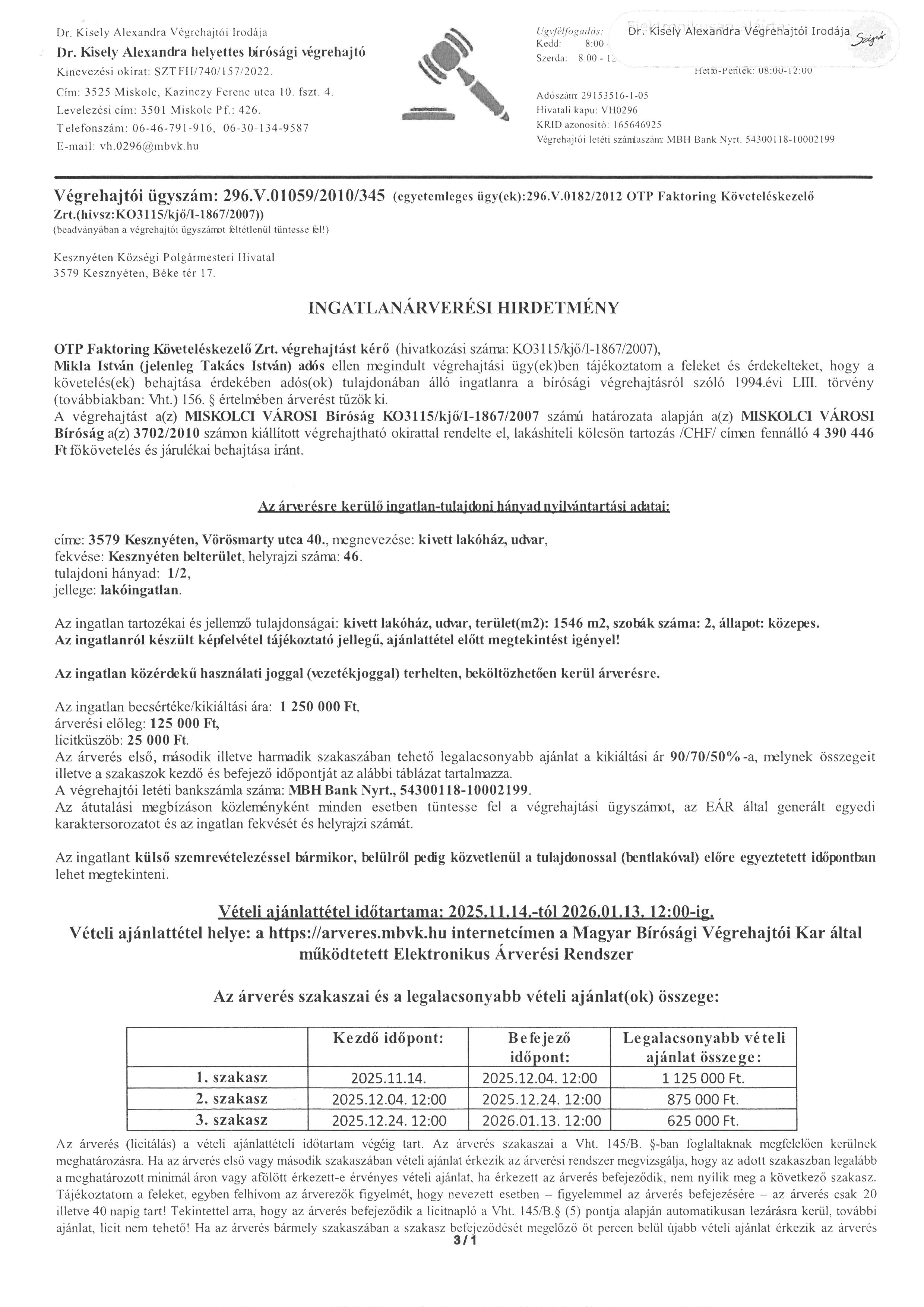 Ingatlanrversi hirdetmny