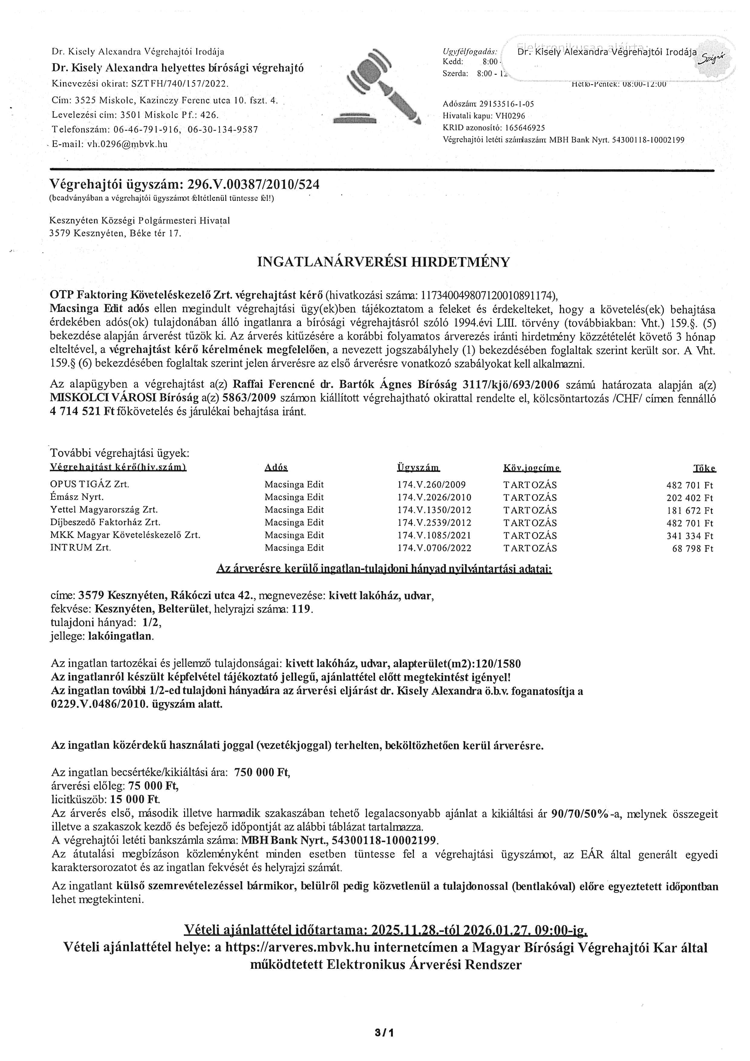 Ingatlanrversi hirdetmny